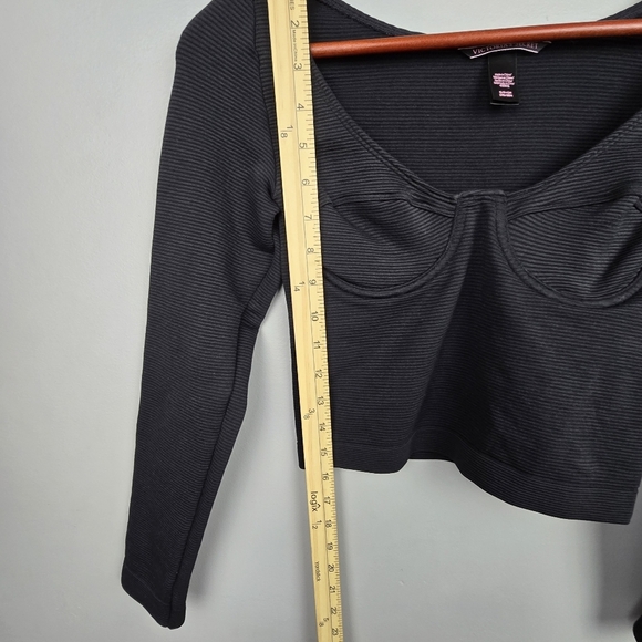 VICTORIA'S SECRET Crop Top‎ Underwire Long Sleeve Black Womens Size S Going Out - Picture 11 of 11